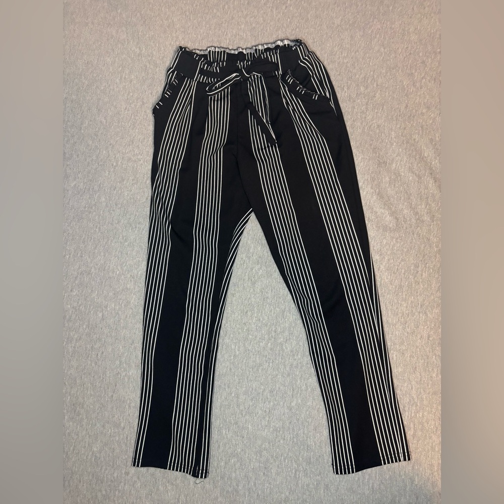 Black and White Striped Women’s Pants